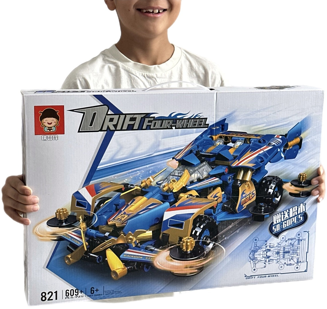 🚗 DRIFT FOUR-WHEEL – 609+ detalių konstruktorius