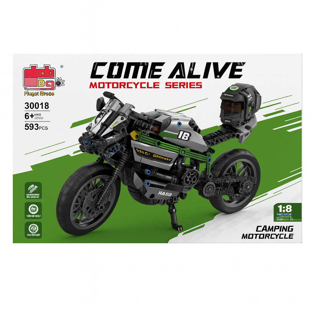 🏍️ „COME ALIVE“ Camping Motorcycle (593 detalės)
