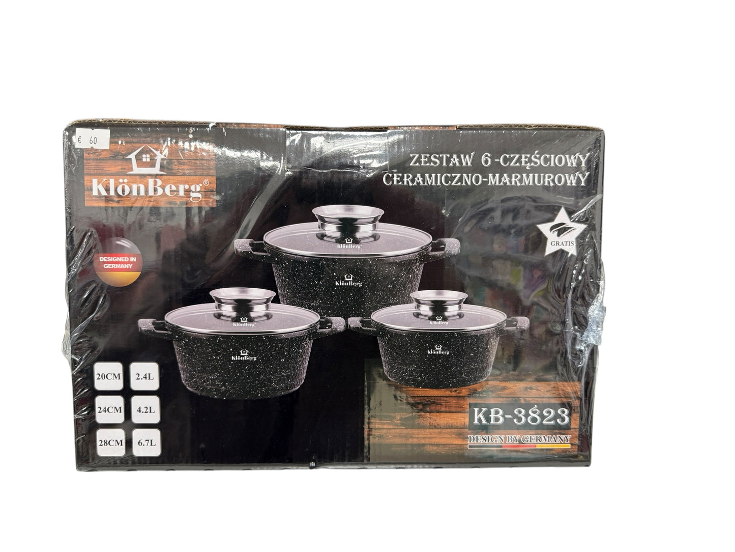 6 dalių puodų rinkinys (ceramika + marmuras)