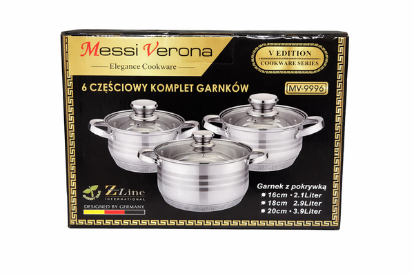 Messi Verona „Elegance Cookware“ puodų rinkinys – 6 dalių