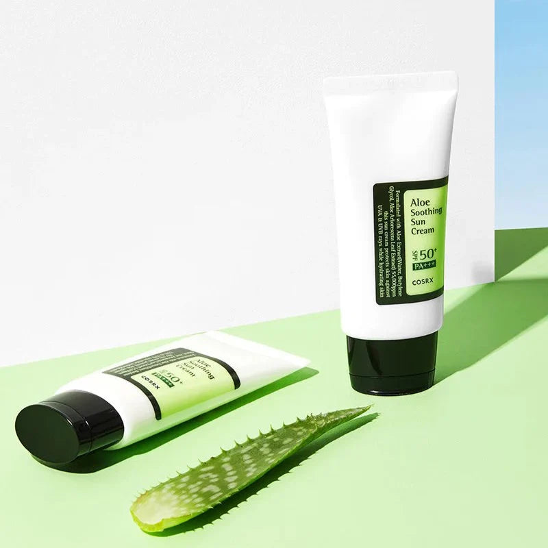 COSRX Aloe Soothing Sun Cream SPF50+ PA+++ - apsauginis veido kremas nuo saulės