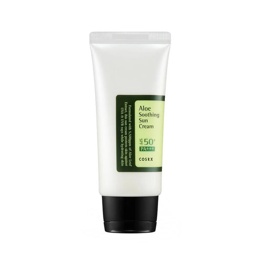 COSRX Aloe Soothing Sun Cream SPF50+ PA+++ - apsauginis veido kremas nuo saulės