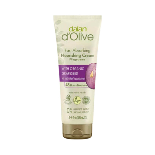 Dalan d’Olive Fast Absorbing Nourishing Cream su ekologiškų vynuogių sėklų aliejumi