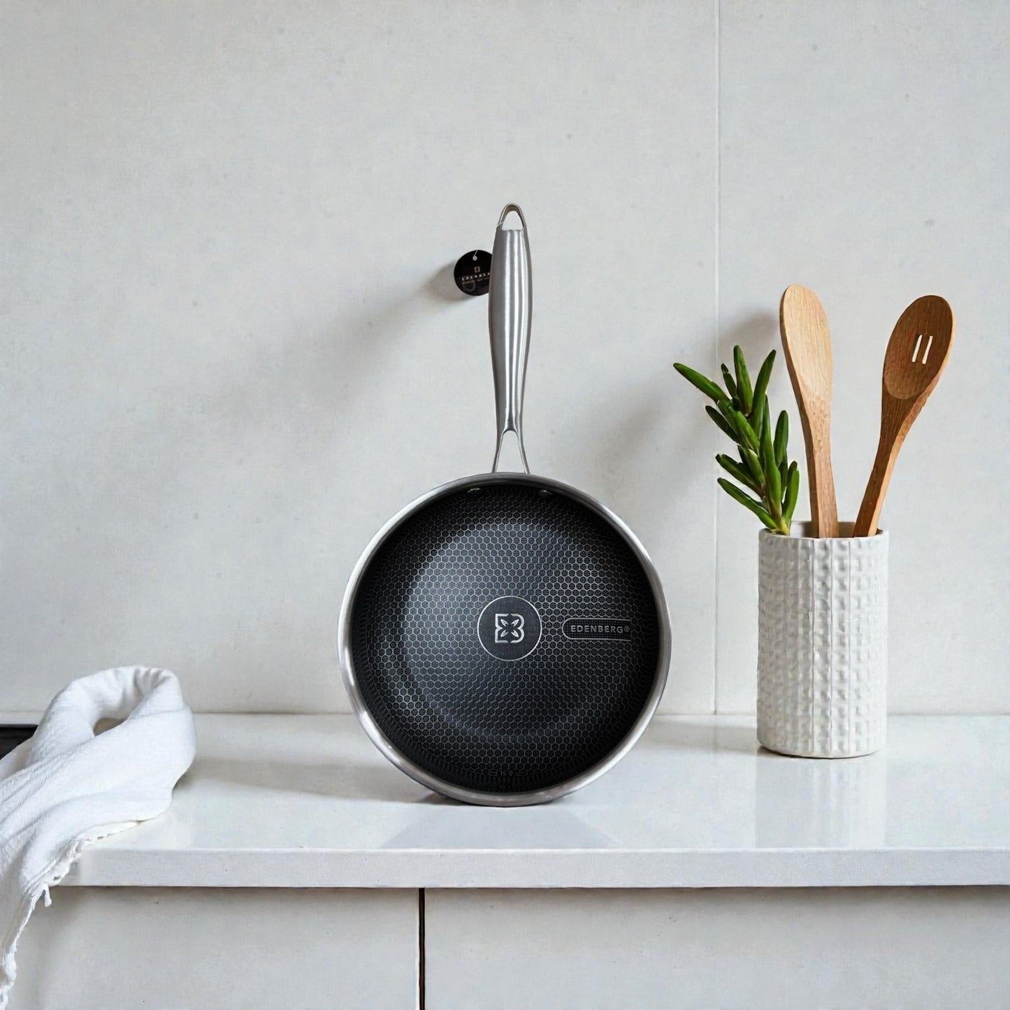 🍳 Edenberg Premium Hexagon – Nerūdijančio plieno keptuvė su nelipnia danga nuo 16cm iki 30cm