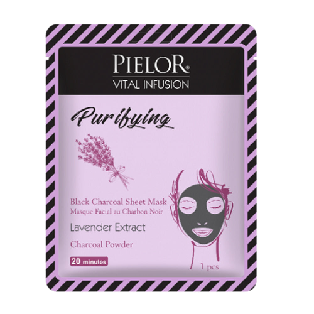 PIELOR Vital Infusion – Purifying veido kaukė su juodąja anglimi ir levanda