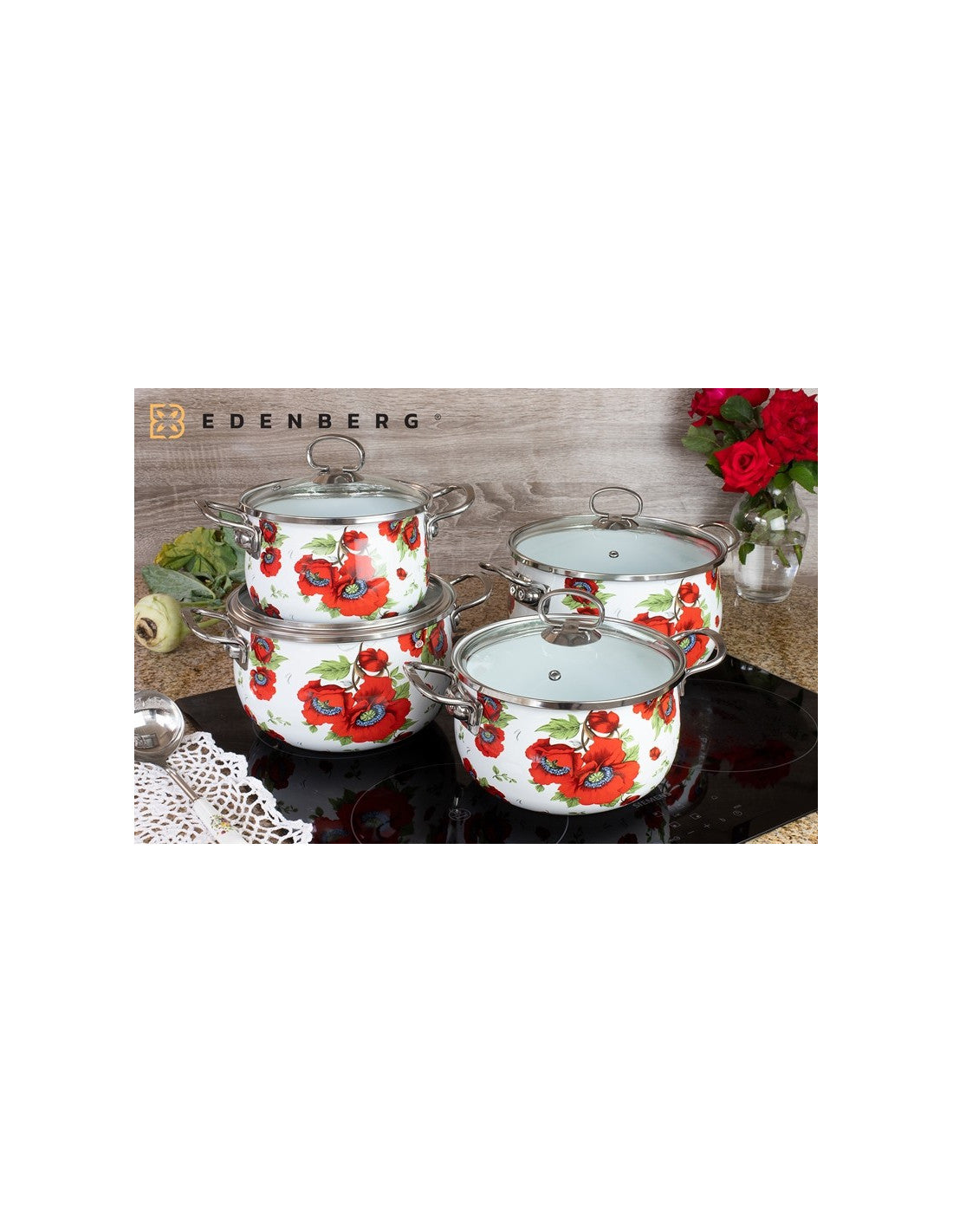 Edenberg puodų rinkinys – stilingi, daugiafunkciai emaliuoti puodai kiekvienai virtuvei