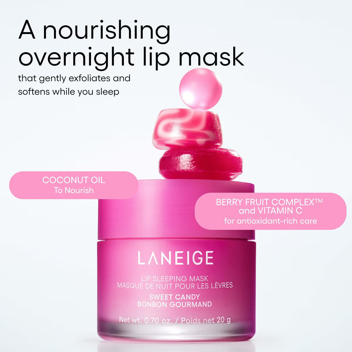 LANEIGE Lip Sleeping Mask SWEET CANDY lūpų kaukė, 20g