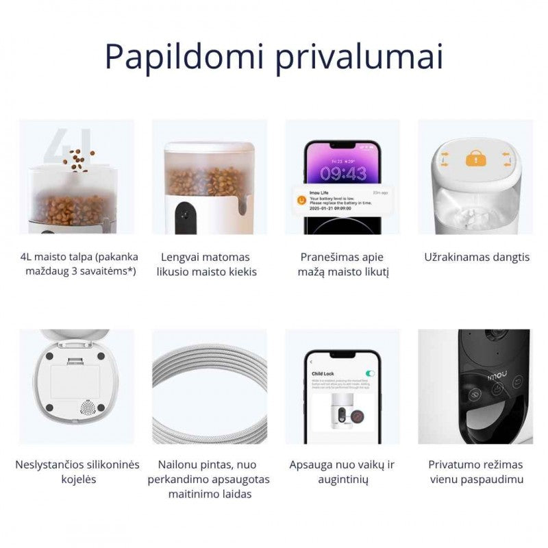 IMOU išmani automatinė 4L šėrykla su kamera PF1, PET-PF1-4LSP