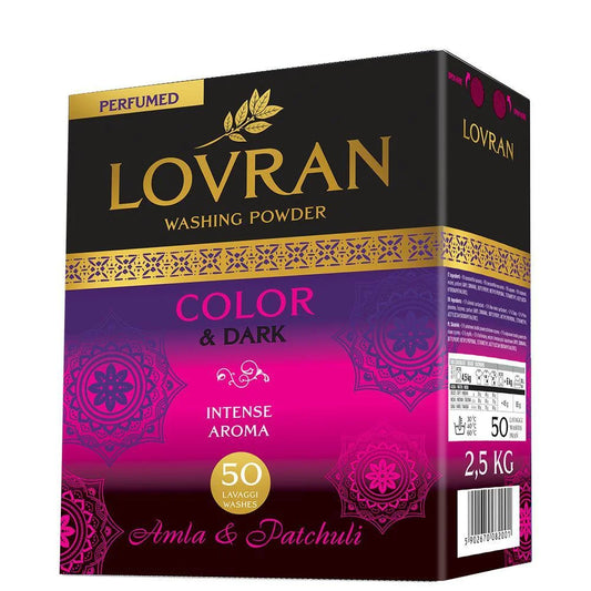 LOVRAN skalbimo milteliai Color & Dark – Amla & Patchouli – 50 skalbimų